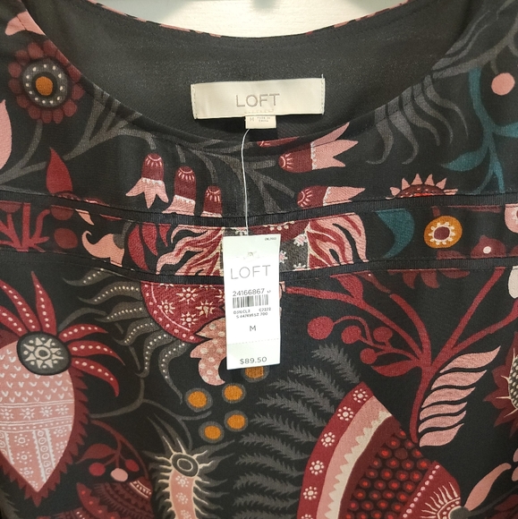 LOFT BLACK PRINT DRESS NWT - Picture 5 of 6